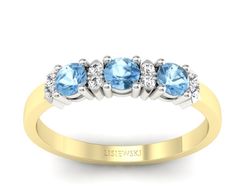 Złoty pierścionek z topazami i brylantami - p15085zba - 1