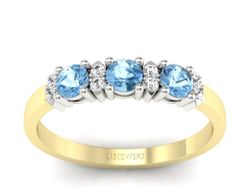 Złoty pierścionek z topazami i brylantami - p15085zba