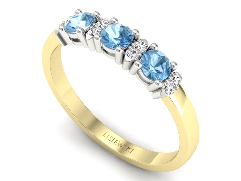 Złoty pierścionek z topazami i brylantami - p15085zba - 3