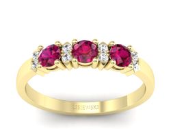Pierścionek z rubinami i diamentami żółte złoto - P15085ZR