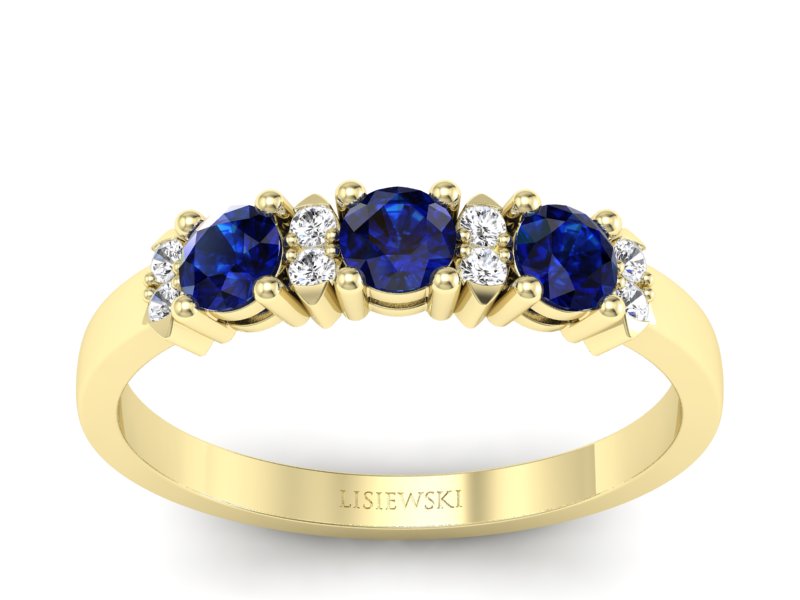 Pierścionek z szafirami i brylantami żółte złoto - P15085ZSZ - 1
