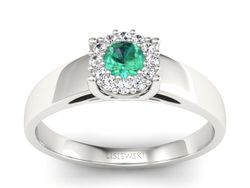 Złoty pierścionek ze szmaragdem i brylantami - P15086BSM