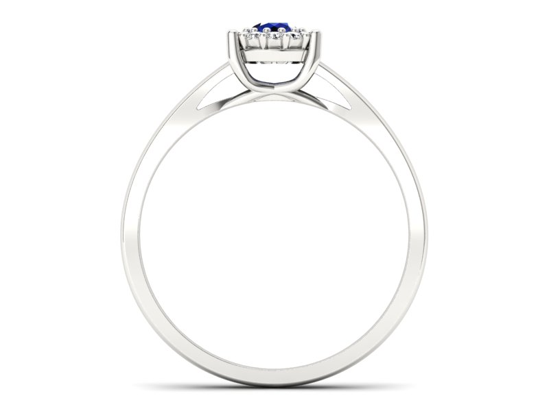 Pierścionek z szafirem i brylantami białe złoto - P15086BSZ - 2