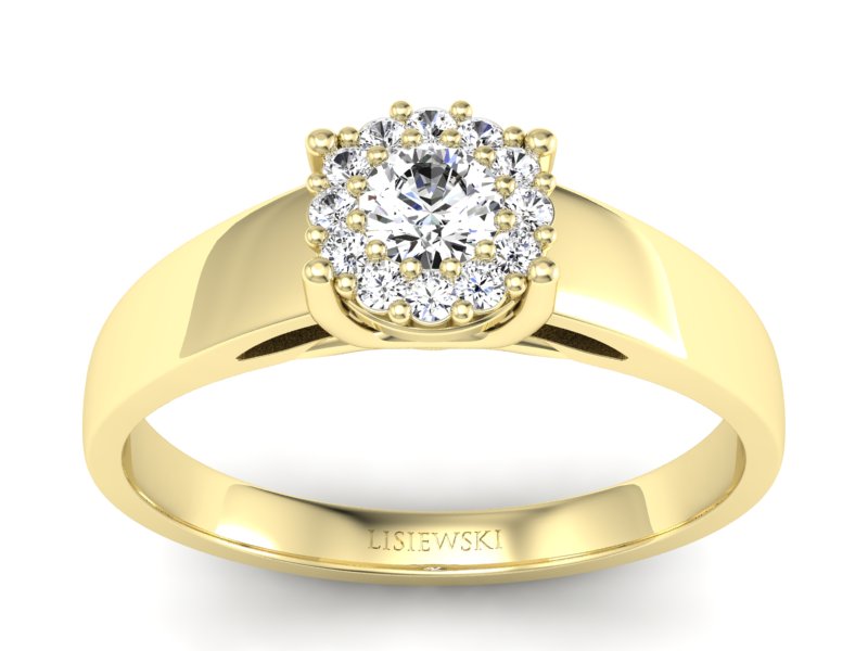 Złoty pierścionek z diamentami żółte złoto - P15086z - 1
