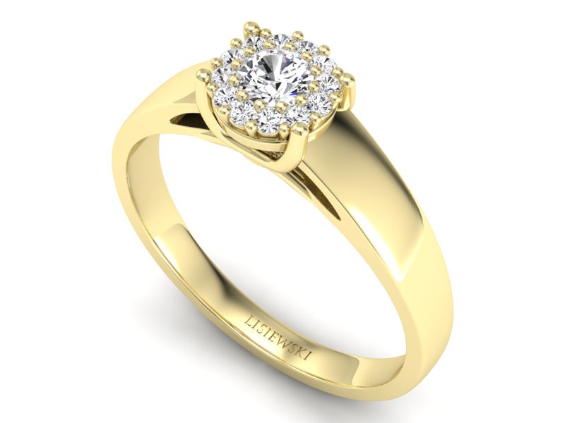 Złoty pierścionek z diamentami żółte złoto - P15086z - 3