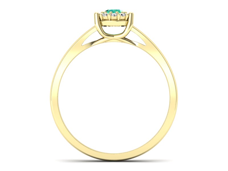 Złoty pierścionek ze szmaragdem i brylantami - P15086zsm - 2