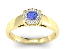 Pierścionek z tanzanitem i brylantami żółte złoto - P15086zt