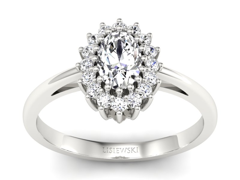 Złoty Pierścionek z diamentami białe złoto 585 - p15088b - 1