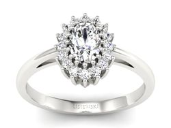 Złoty Pierścionek z diamentami białe złoto 585 - p15088b