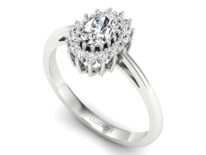 Złoty Pierścionek z diamentami białe złoto 585 - p15088b - 3