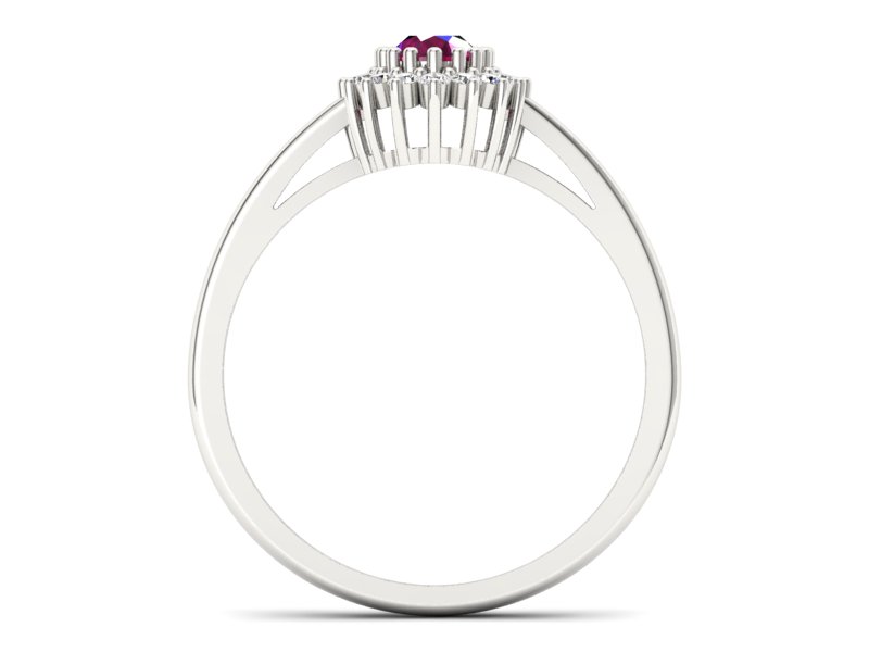 Pierścionek z rubinem i brylantami białe złoto - p15088br - 2