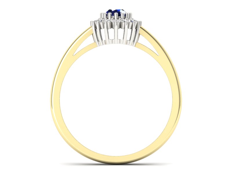 Złoty pierścionek z szafirem i brylantami - P15088BZSZ - 2