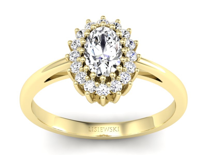 Złoty pierścionek z diamentami żółte złoto - p15088z - 1