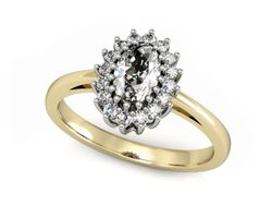 Pierścionek z diamentami białe i żółte złoto - p15088zb