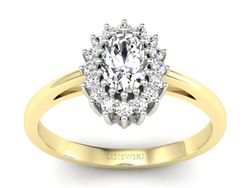 Pierścionek z diamentami białe i żółte złoto - p15088zb