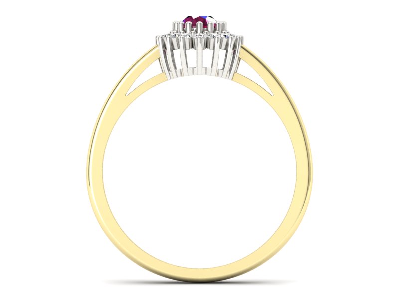 Złoty Pierścionek z rubinem i brylantami - p15088zbr