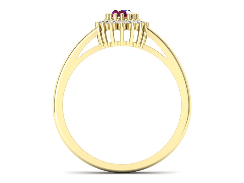 Pierścionek z rubinem i brylantami żółte złoto - p15088zr - 2