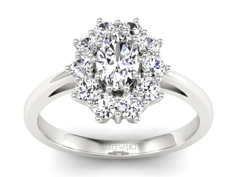 Złoty pierścionek z diamentami białe złoto - p15089b - 1