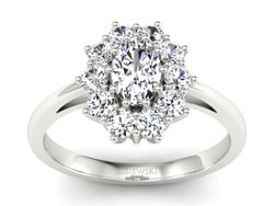 Złoty pierścionek z diamentami białe złoto - p15089b