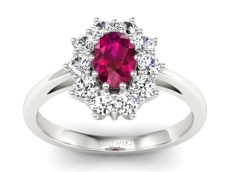 Pierścionek zaręczynowy z rubinem i brylantami - p15089br - 1