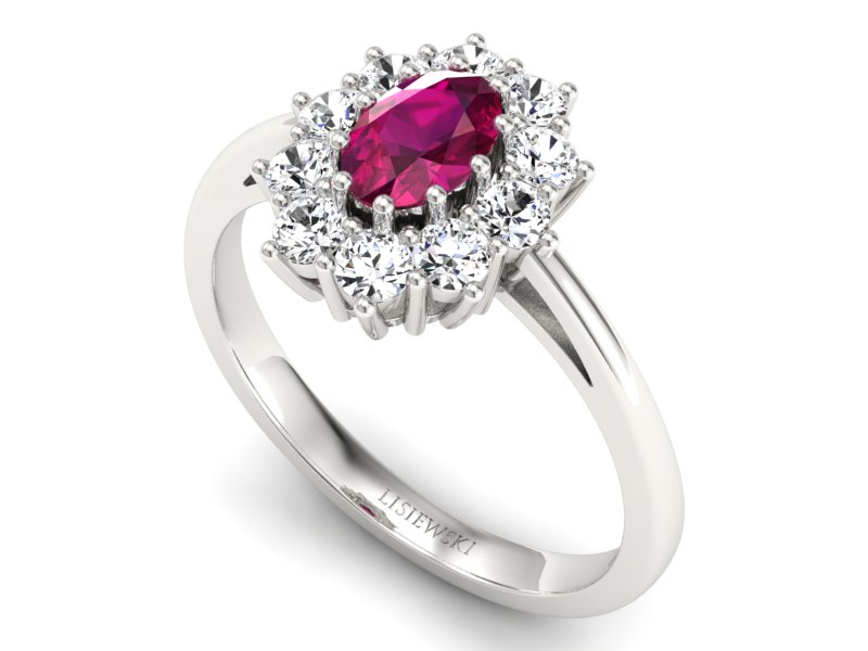 Pierścionek zaręczynowy z rubinem i brylantami - p15089br - 3