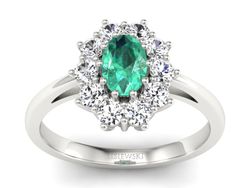 Złoty pierścionek ze szmaragdem i brylantami - p15089bsm