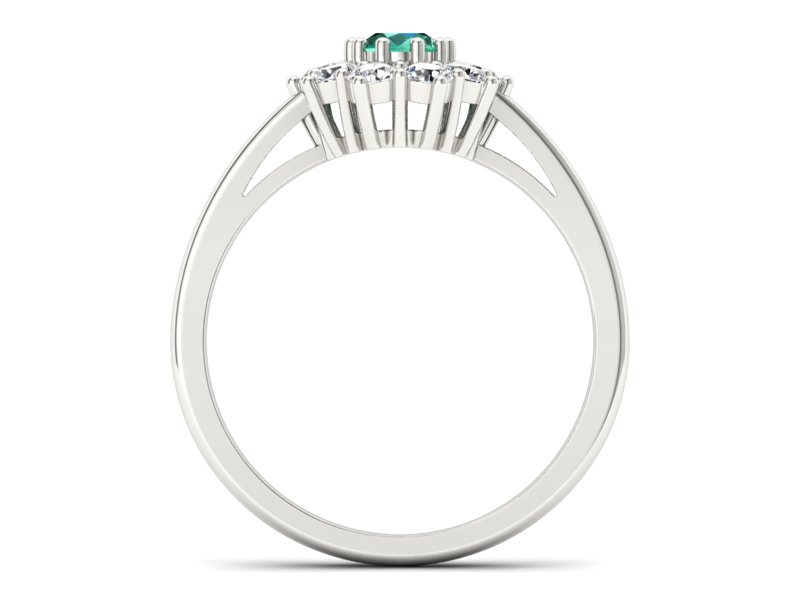 Złoty pierścionek ze szmaragdem i brylantami - p15089bsm