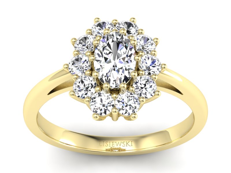 Złoty pierścionek zaręczynowy z diamentami - p15089z - 1