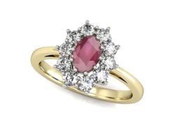 Pierścionek z rubinem i diamentami złoto 585 - p15089zbr