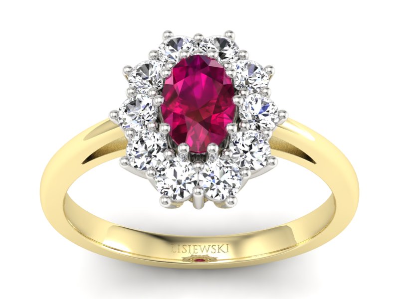 Pierścionek z rubinem i diamentami - p15089zbr - 1