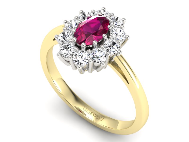 Pierścionek z rubinem i diamentami - p15089zbr - 3