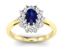 Pierścionek szafir i brylant białe żółte złoto - p15089zbsz