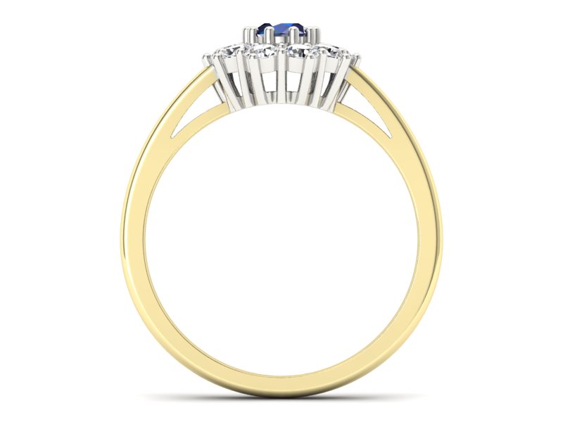 Pierścionek szafir i brylant białe żółte złoto - p15089zbsz - 2