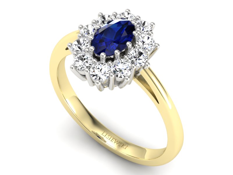 Pierścionek szafir i brylant białe żółte złoto - p15089zbsz - 3