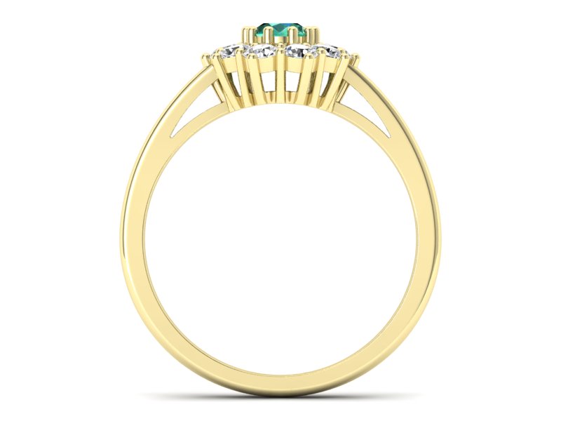 Złoty pierścionek ze szmaragdem i diamentami - P15089ZSM - 2