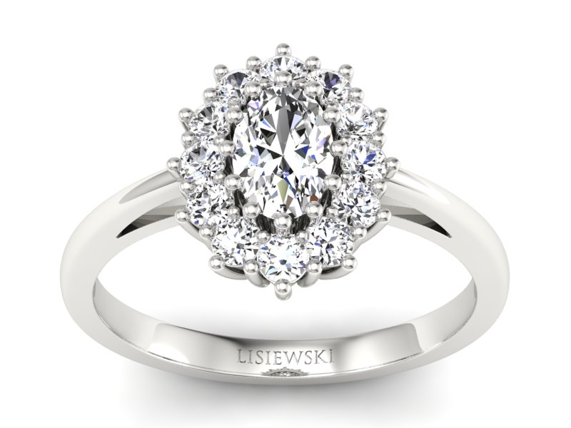 Pierścionek zaręczynowy z diamentami białe złoto - p15090b - 1