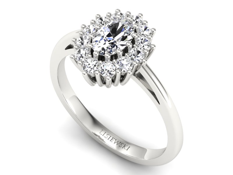 Pierścionek zaręczynowy z diamentami białe złoto - p15090b