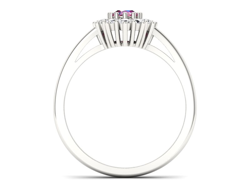 Pierścionek z rubinem i brylantami białe złoto - p15090br - 2