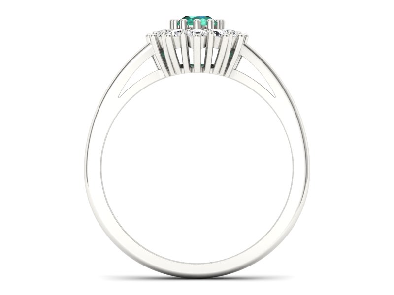 Złoty pierścionek ze szmaragdem i brylantami - p15090bsm - 2