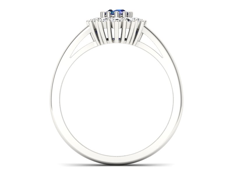 Pierścionek z szafirem i brylantami białe złoto - p15090bsz - 2