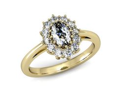 Złoty Pierścionek z diamentami żółte złoto 585 - p15090z