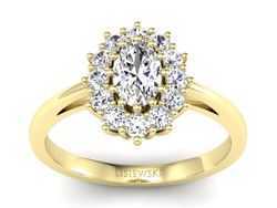 Złoty Pierścionek z diamentami żółte złoto 585 - p15090z