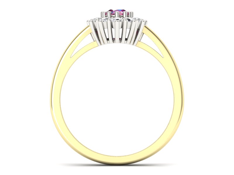 Pierścionek z rubinem i brylantami - p15090zbr - 2