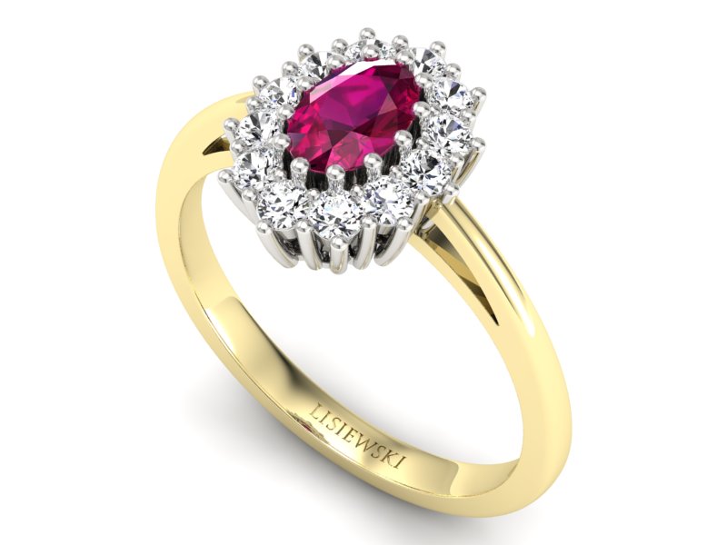 Pierścionek z rubinem i brylantami - p15090zbr - 3