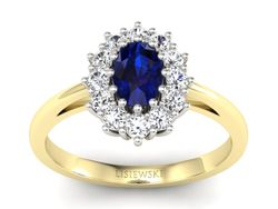 Pierścionek z szafirem i brylantami złoto 585 - p15090zbsz