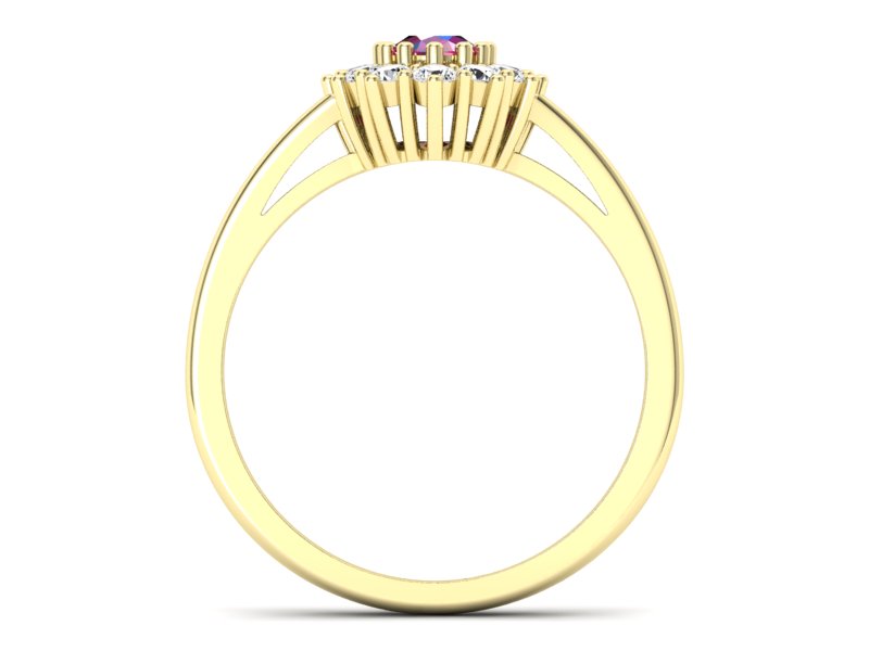 Złoty pierścionek z rubinem i brylantem złoto 585 - p15090zr