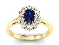 Złoty Pierścionek z szafirem i brylantami zloty - P15090ZSZ