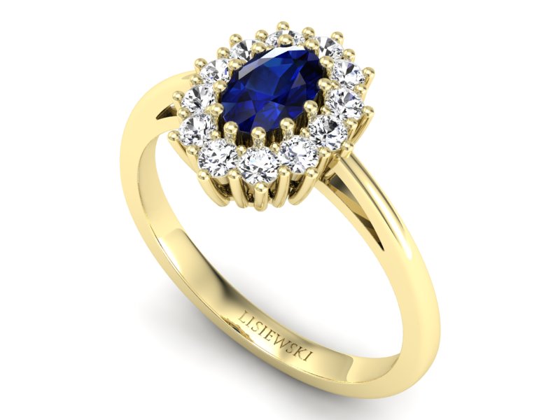 Złoty pierścionek z szafirem i brylantami - P15090ZSZ - 3