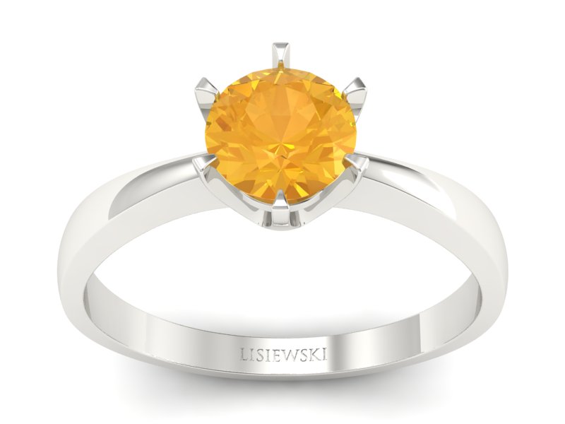 Złoty pierścionek z brylantem białe złoto - P15093bbr_gold - 1