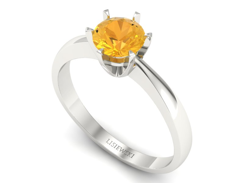 Złoty pierścionek z brylantem białe złoto - P15093bbr_gold - 3